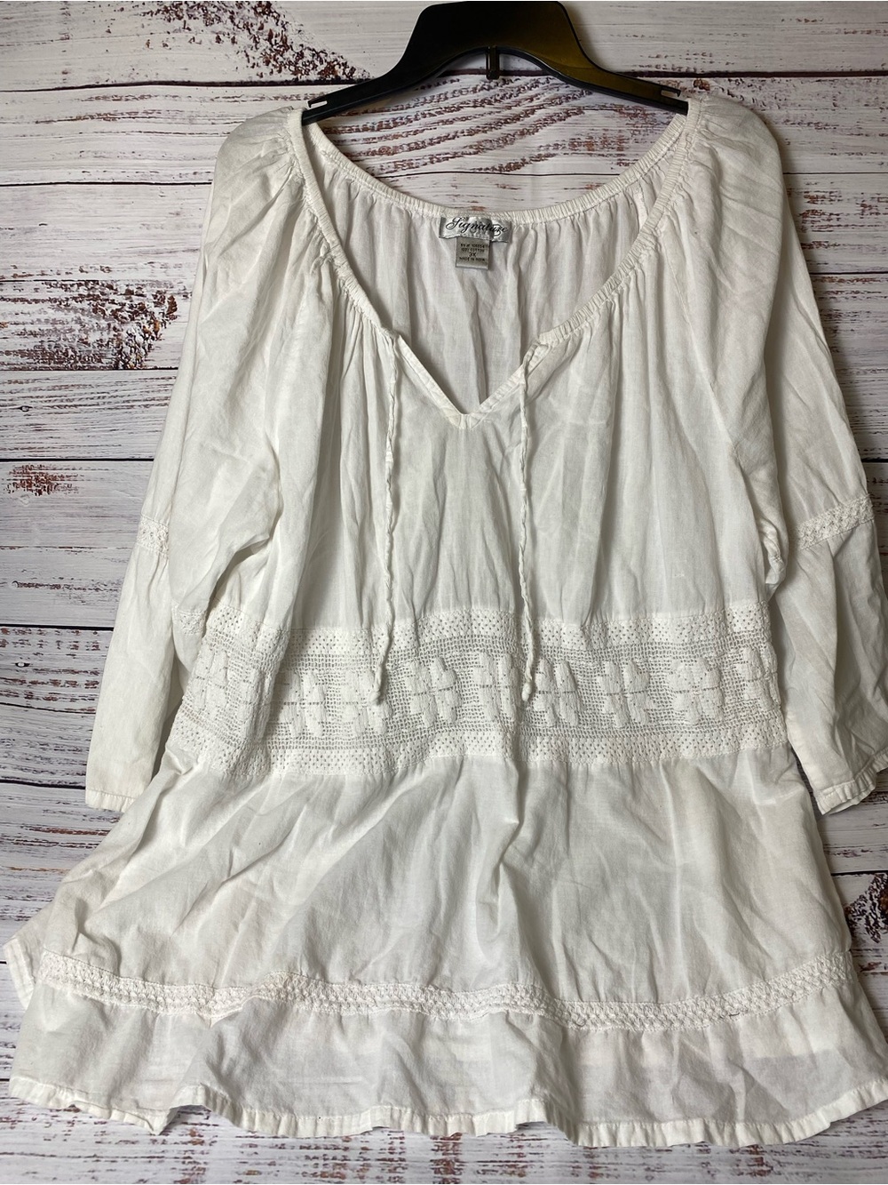 Signature White Boho Crochet Peasant Tunic
